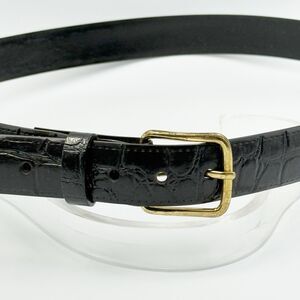 Women Gold Buckle Alligator Embossed Pattern Dress Belt 1 In Wide Size 12